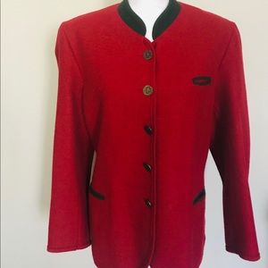 Geisswein Red Wool Blazer Jacket 38 Green Collar